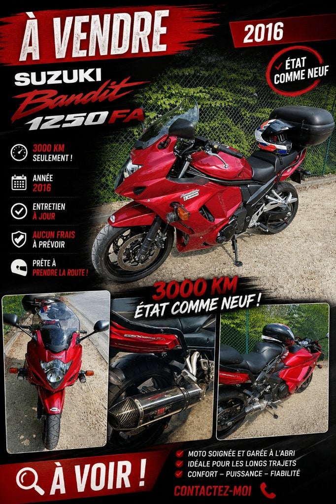 Vend Suzuki bandit 1250, Tourisme, Plus de 35 kW, Échappement sport, 1250 cm³