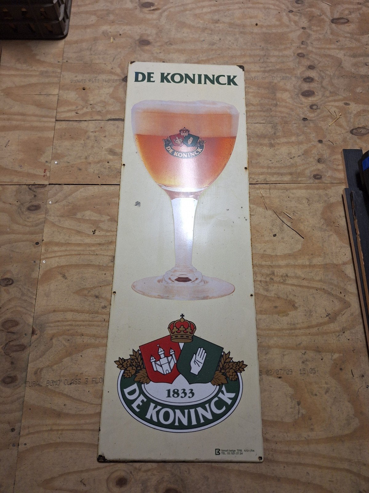 groot emaille bord de koninck, Enlèvement, Utilisé, Panneau, Plaque ou Plaquette publicitaire, De Koninck
