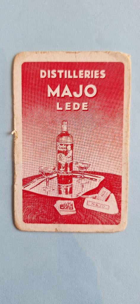Speelkaart Lede_Distilleries Majo_rood_281, Verzamelen, Ophalen of Verzenden, Gebruikt, Speelkaart(en)