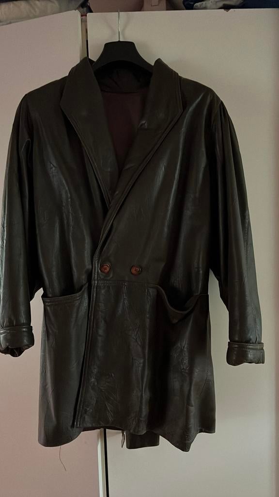 Lederen mantel maat 46, Vêtements | Femmes, Vestes | Hiver, Enlèvement, Porté, Taille 46/48 (XL) ou plus grande, Brun