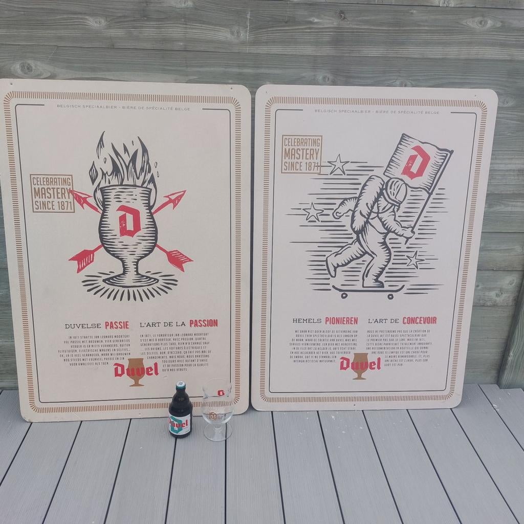 Zeer grote bierkaarten DUVEL 98cmH 68cmBr., Ophalen of Verzenden, Duvel