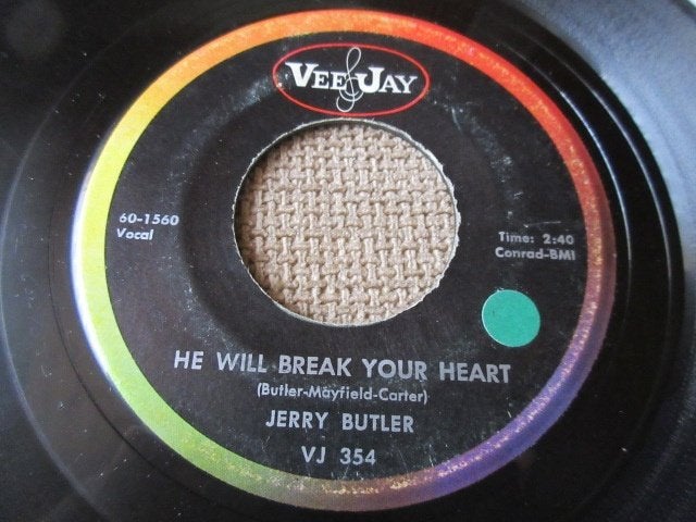 Jerry Butler ‎– He Will Break Your Heart / Thanks To You, CD & DVD, Pressage original, 7 inch, Utilisé, R&B et Soul