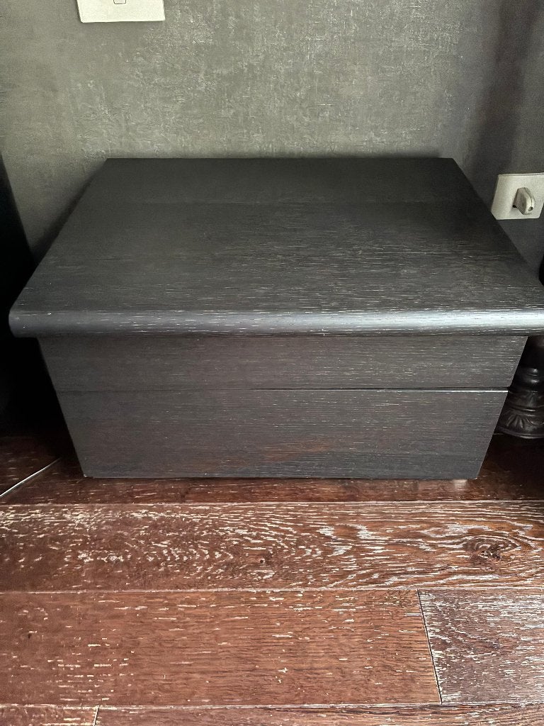 2 nachtkastjes donker hout, Ophalen, Zo goed als nieuw, 45 tot 65 cm, Minder dan 55 cm