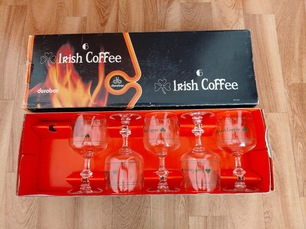 5 glazen voor Irish coffee, merk Durobor, Collections, Enlèvement, Comme neuf, Autres types