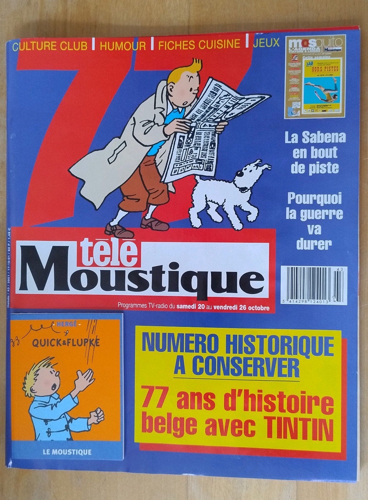 Télé moustique 77 ans d'histoire belge avec Tintin, Collections, Enlèvement, Tintin