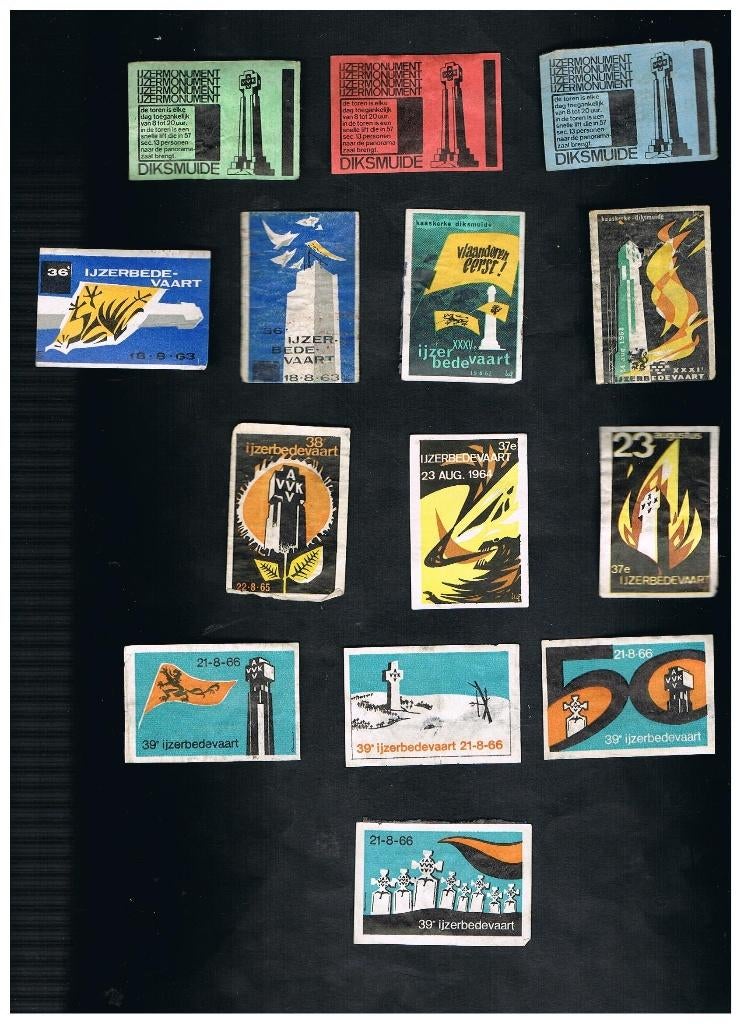 DIKSMUIDE OUDE ETIKETTEN IJZERBEDEVAART, Verzenden, Gebruikt, Luciferdoosjes of -merken
