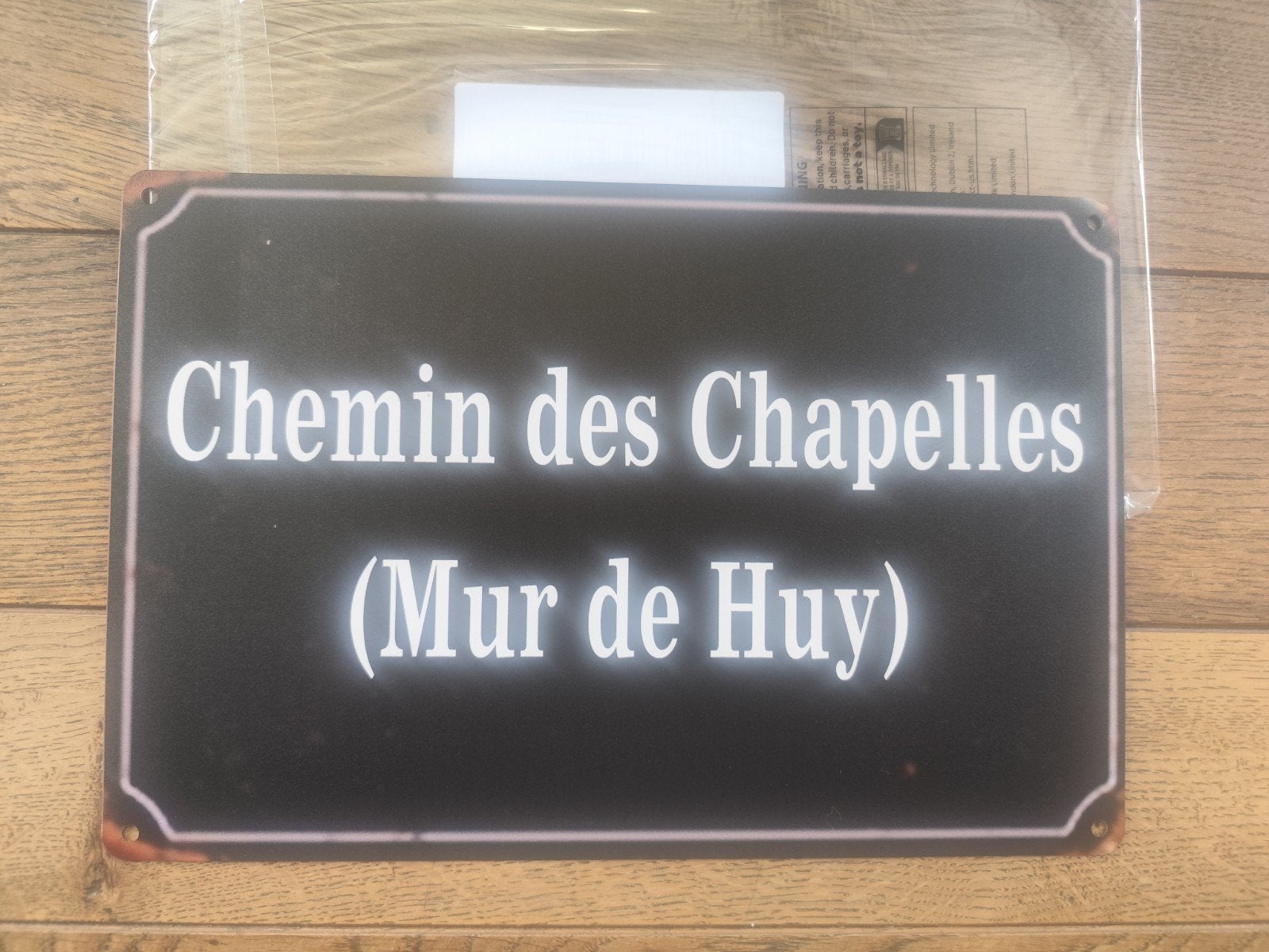 Metalen plaat.Muur van Huy (Chemin des Chapelles) .Verzendin, Ophalen of Verzenden