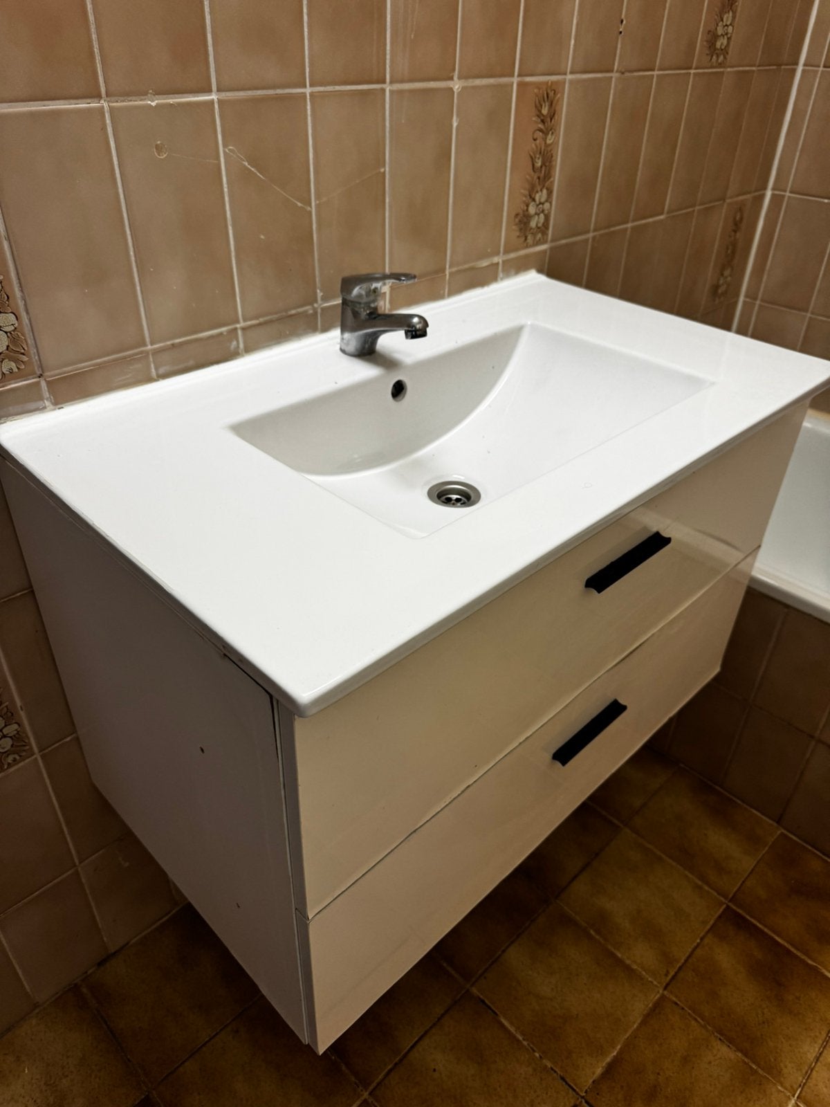 Badkamermeubel met porcelain wastafel, Ophalen, Gebruikt