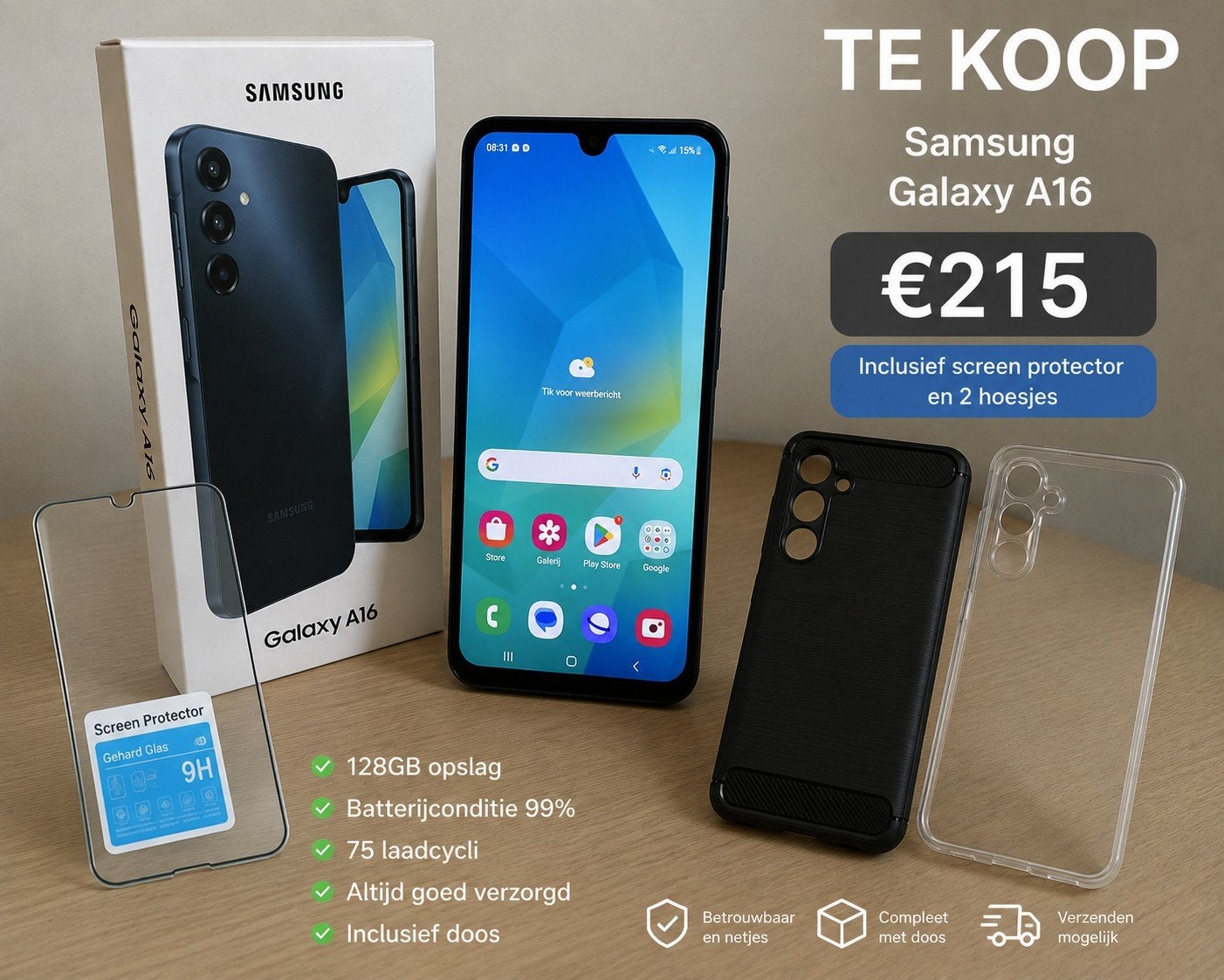 Samsung a16 grijs, Telecommunicatie, Mobiele telefoons | Toebehoren en Onderdelen, Ophalen of Verzenden, Zo goed als nieuw, Samsung