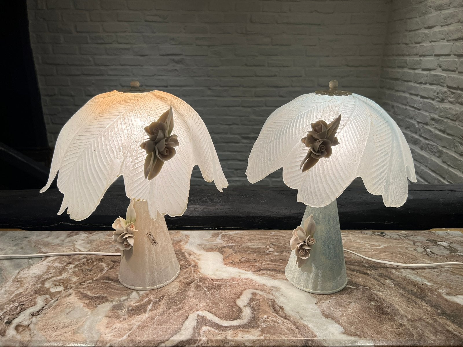 Prachtige set van twee tafellampen Murano Italy, Ophalen