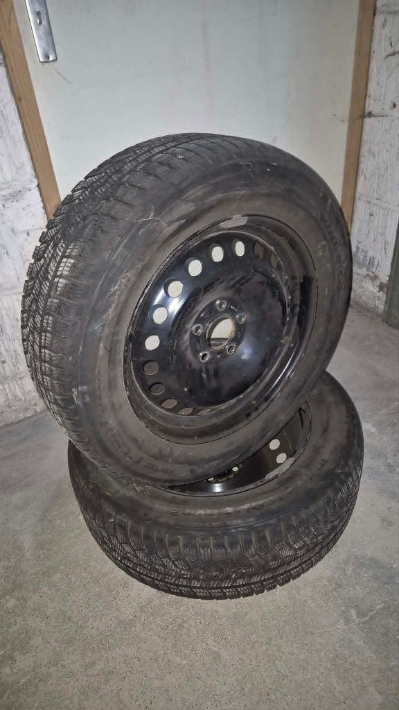 2 pneus hiver 215/60R16 99H sur jantes tôle, Ophalen, 16 inch, Winterbanden, Band(en)