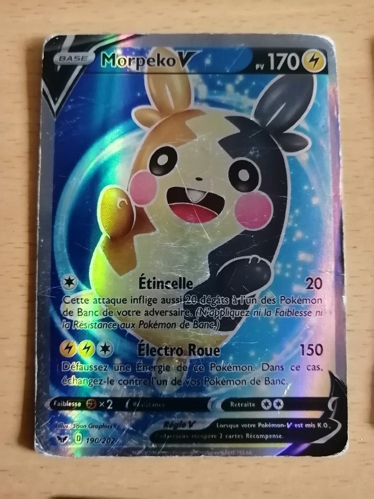 Carte Pokémon Morpeko V (numéro 190/202) PV170, Enlèvement ou Envoi