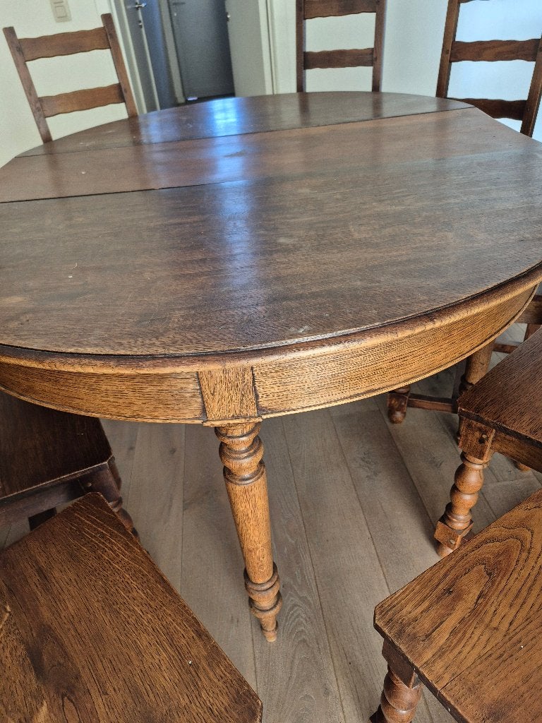 Antieke ovale tafel 160x120 verlengbaar tot 2.6m, Huis en Inrichting, Tafels | Eettafels, Gebruikt, 200 cm of meer, Vijf personen of meer
