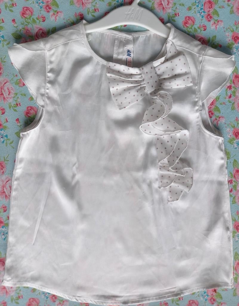 Ecru bloesje met strik maat 128, Enfants & Bébés, Vêtements enfant | Taille 128, Enlèvement ou Envoi, Utilisé, H&M, Fille