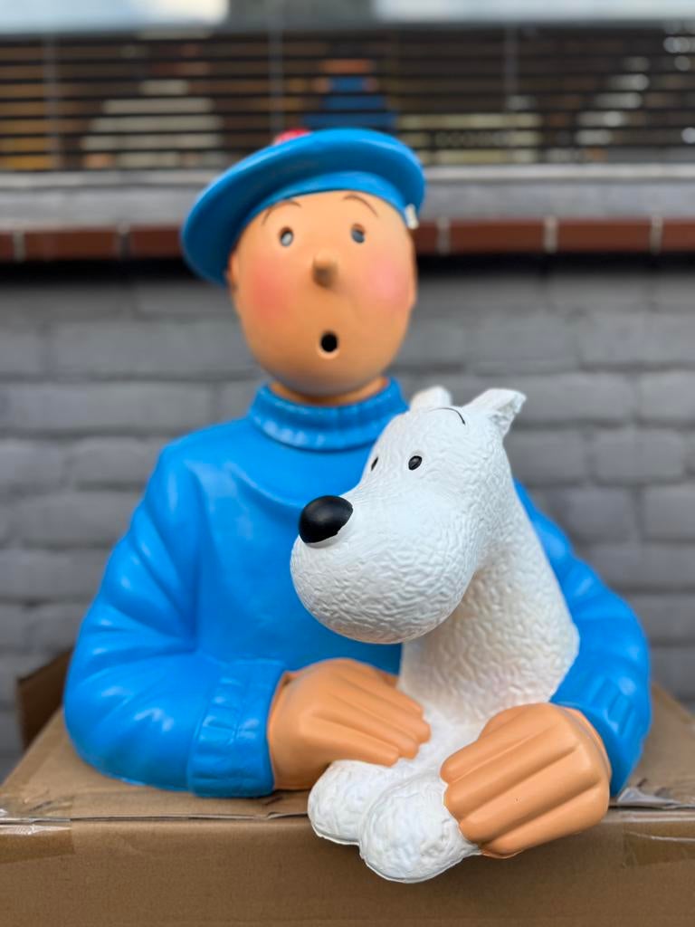 Kuifje met Bobby buste, Ophalen, Kuifje, Zo goed als nieuw, Beeldje of Figuurtje