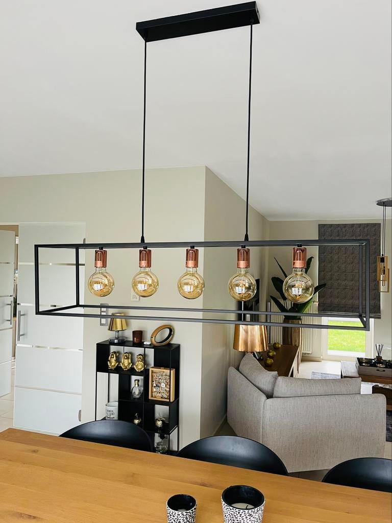 Suspension LED Arthur E27 5 x 60 W LUCIDE, Maison & Meubles, Lampes | Suspensions, Enlèvement, Comme neuf, Métal