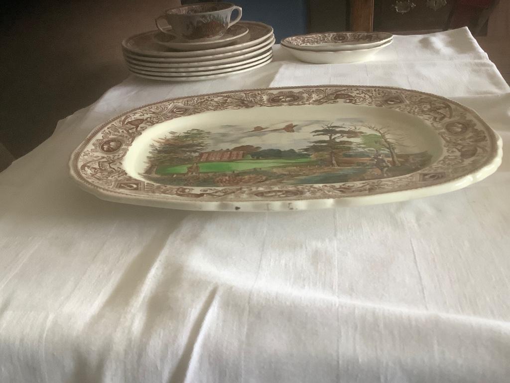 Prachtig Engels servies GAMEBIRDS 12 personen, Antiek en Kunst, Antiek | Servies compleet, Ophalen