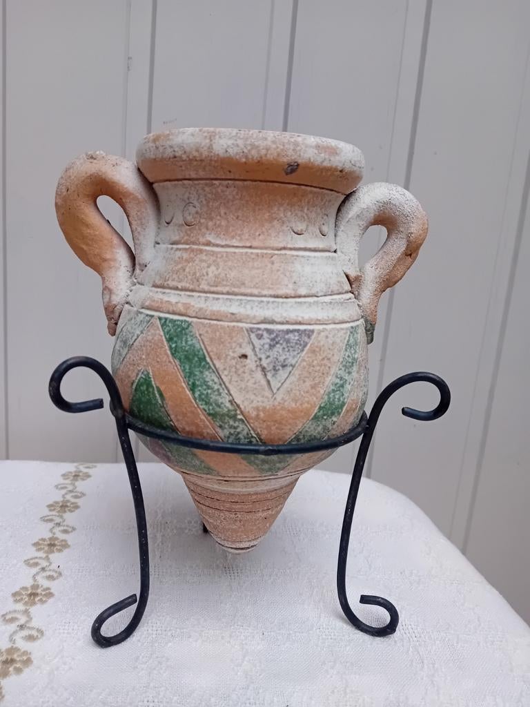Amphore avec support, Jardin & Terrasse, Comme neuf, Autres formes, Poterie
