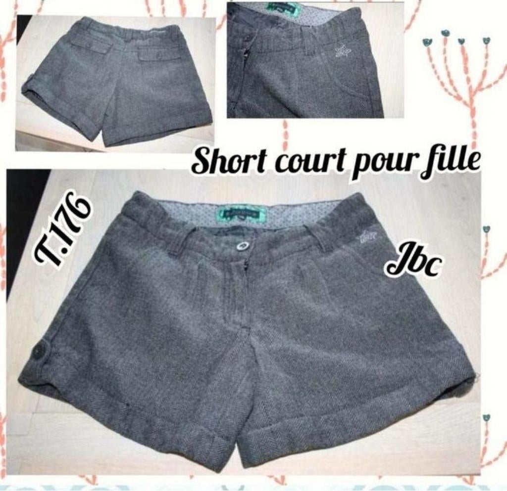 Short court pour fille -gris-Jbc-T.176, Kinderen en Baby's, Kinderkleding | Maat 176, Meisje, JBC, Ophalen of Verzenden, Overige typen