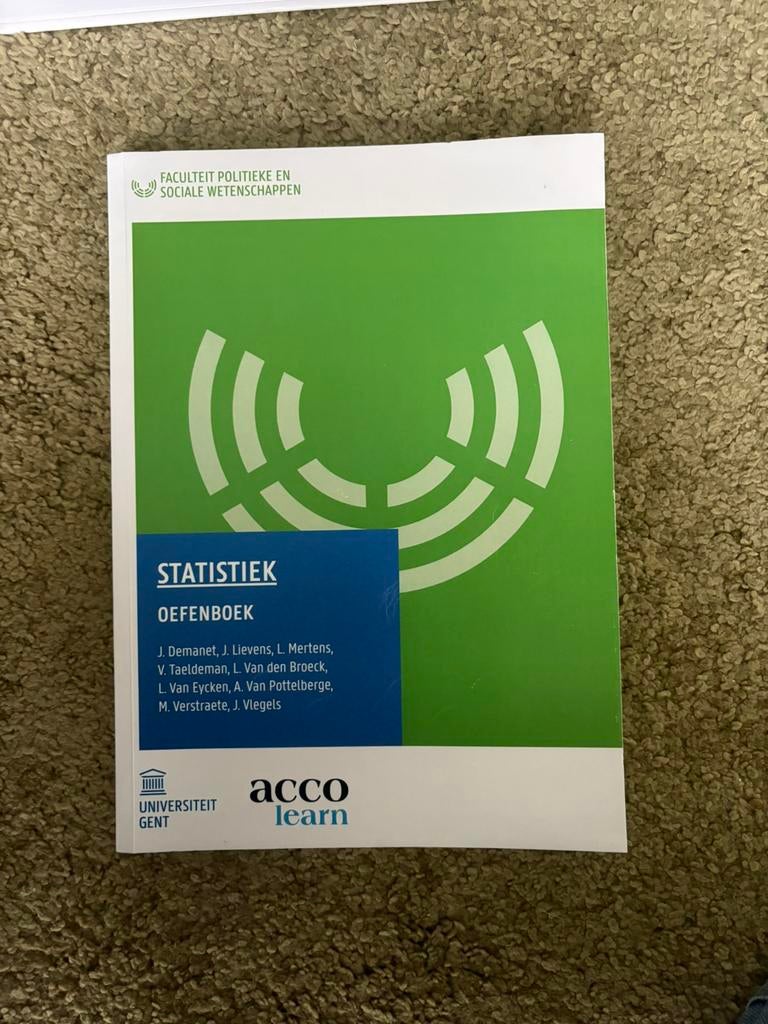 Oefenboek statistiek ugent, Enlèvement ou Envoi, Comme neuf
