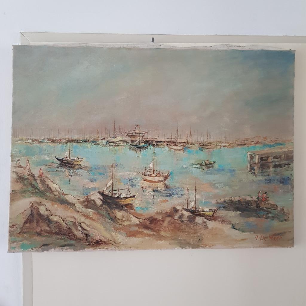 F. De Weer, marine, olieverfschilderij op doek, Ophalen of Verzenden