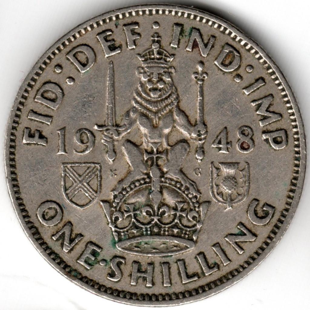 Royaume-Uni: 1 shilling 1948 Blason écossais KM#864 Ref 1652, Enlèvement ou Envoi, Autres pays, Monnaie en vrac