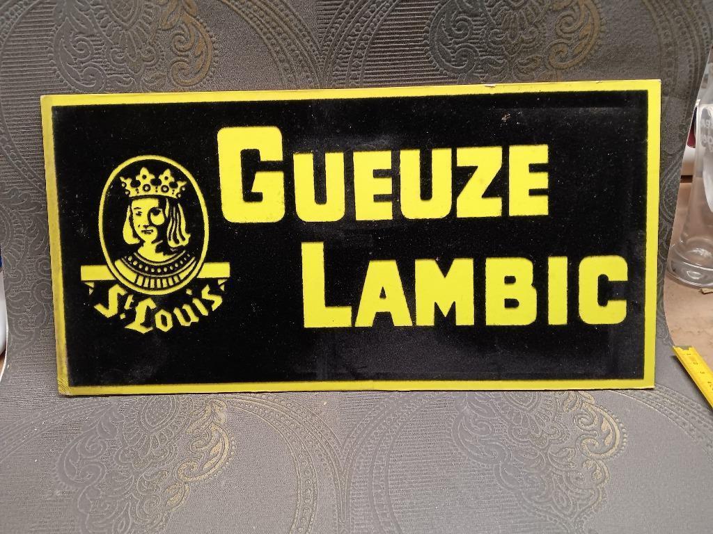 Bordje Gueuze Lambic St Louis 1965, Verzenden, Gebruikt, Reclamebord