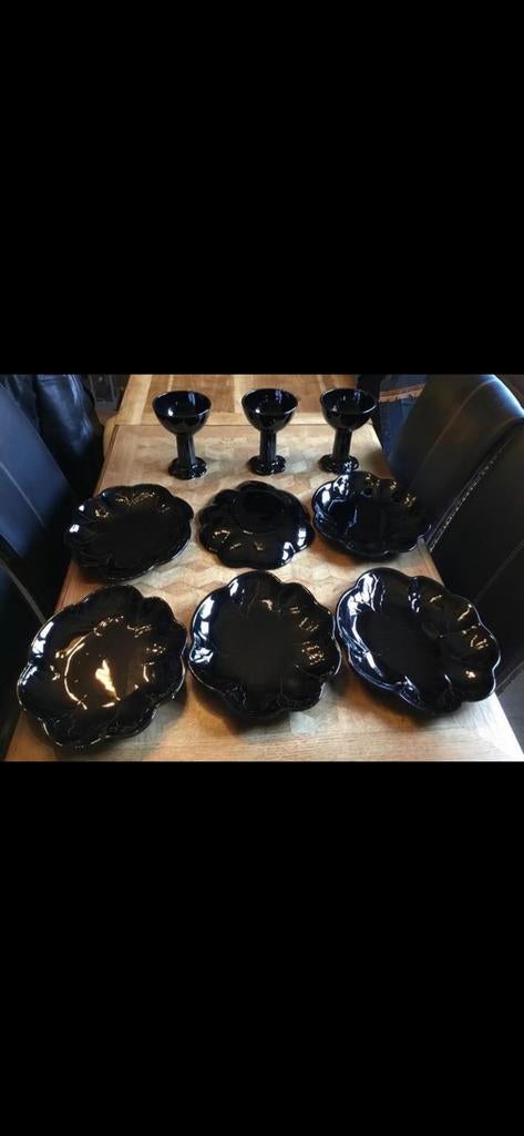 Ensemble de table noir (9 pièces), Ophalen, Gebruikt