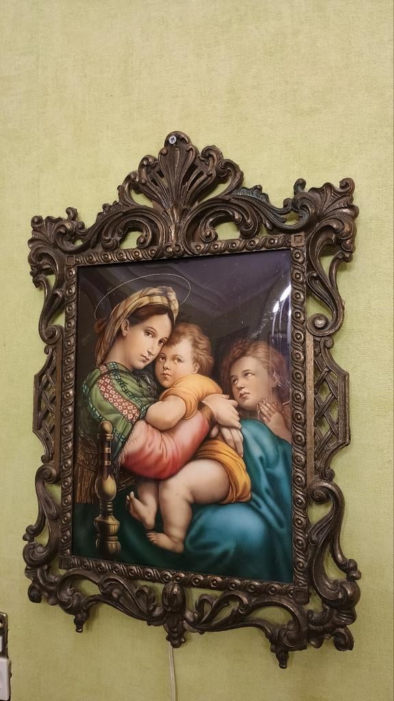 Cadre lumineux vierge à l'enfant aspect laiton h48/33, Enlèvement