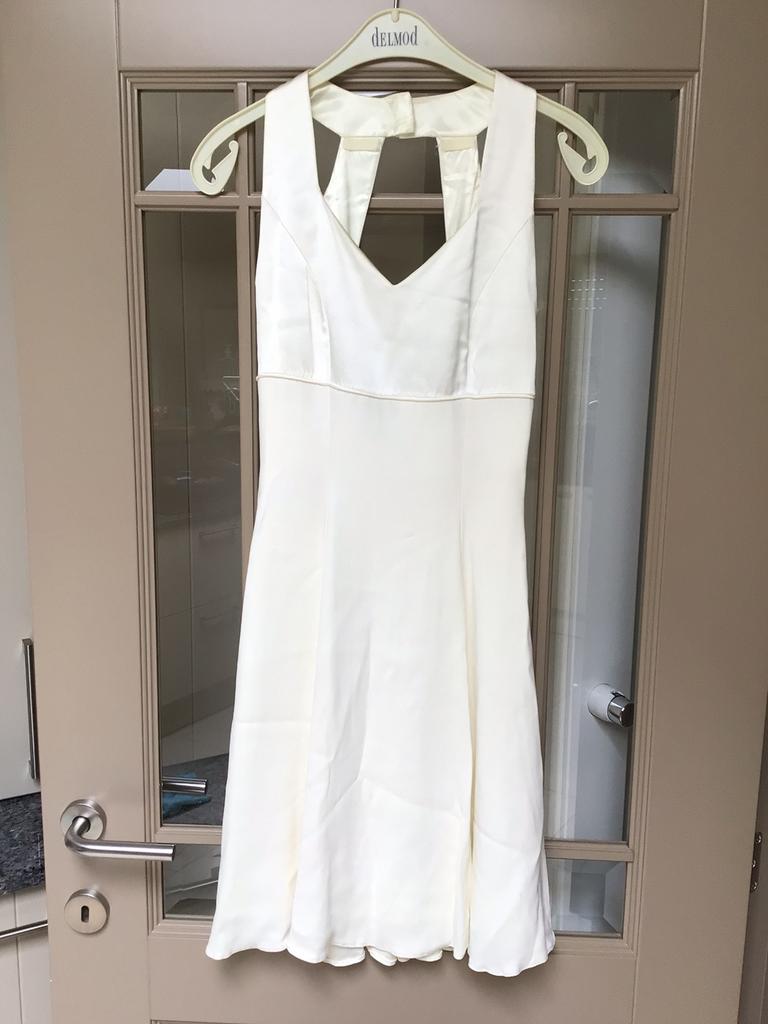 Kort trouwkleed/ feestkleed maat S, Ophalen, Trouwjurk, LINEA Raffaelli, Wit