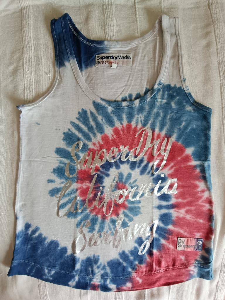 Superdry tanktop wit-blauw-rood maat S, Ophalen of Verzenden, Gedragen, Superdry, Blauw