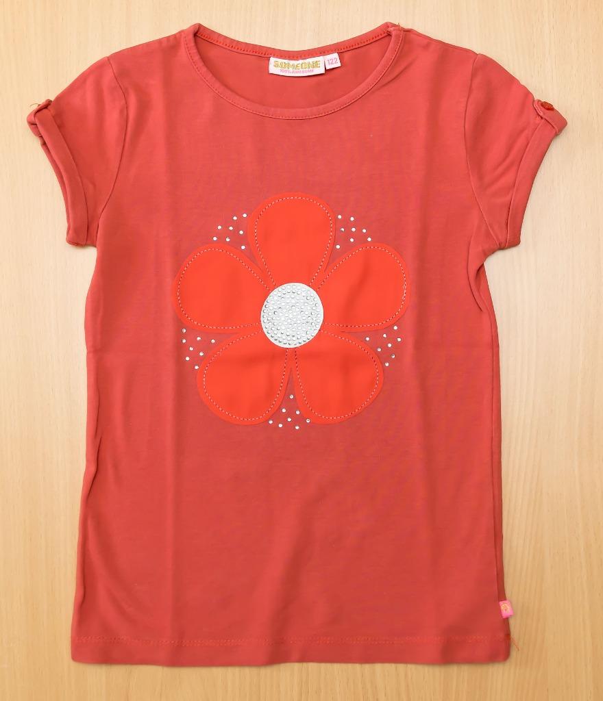 Oranje T-shirt met bloem van Someone, maat 122, Kinderen en Baby's, Kinderkleding | Maat 122, Gebruikt, Meisje, Ophalen of Verzenden
