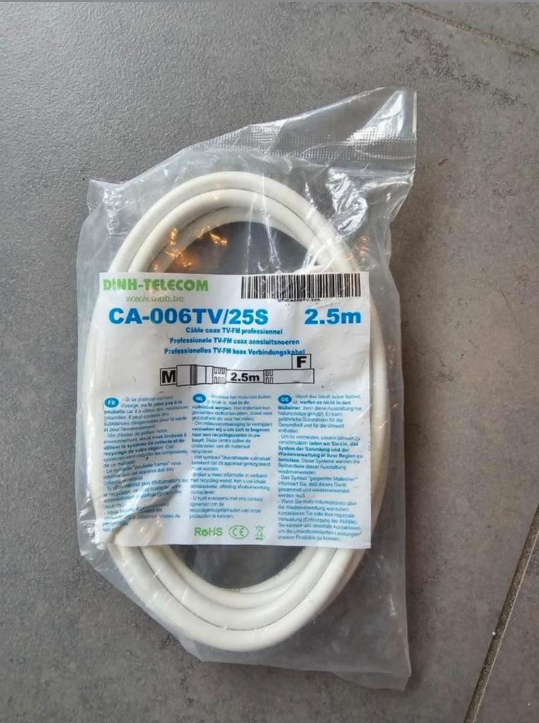 câble coaxial 2,50 m, Enlèvement ou Envoi, Neuf, Câble ou Fil électrique