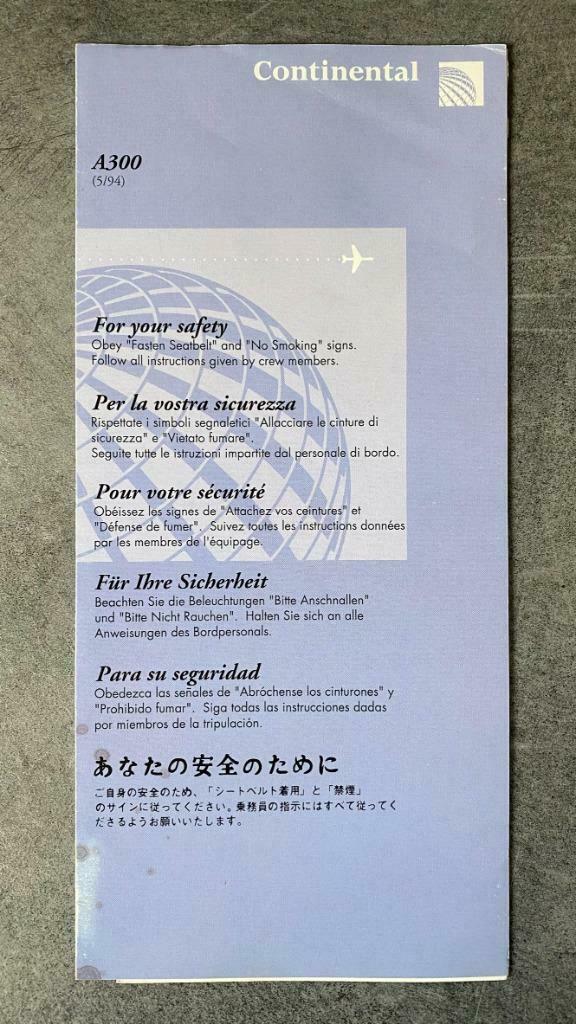 Safety cards - Continental A300/B737/B757/B767/B777/DC-10, Verzamelen, Ophalen of Verzenden, Gebruikt, Overige typen