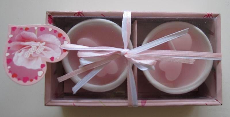 Bougies avec cœurs dans de petits pots en porcelaine, Enlèvement ou Envoi, Neuf, Autres matériaux, Bougie