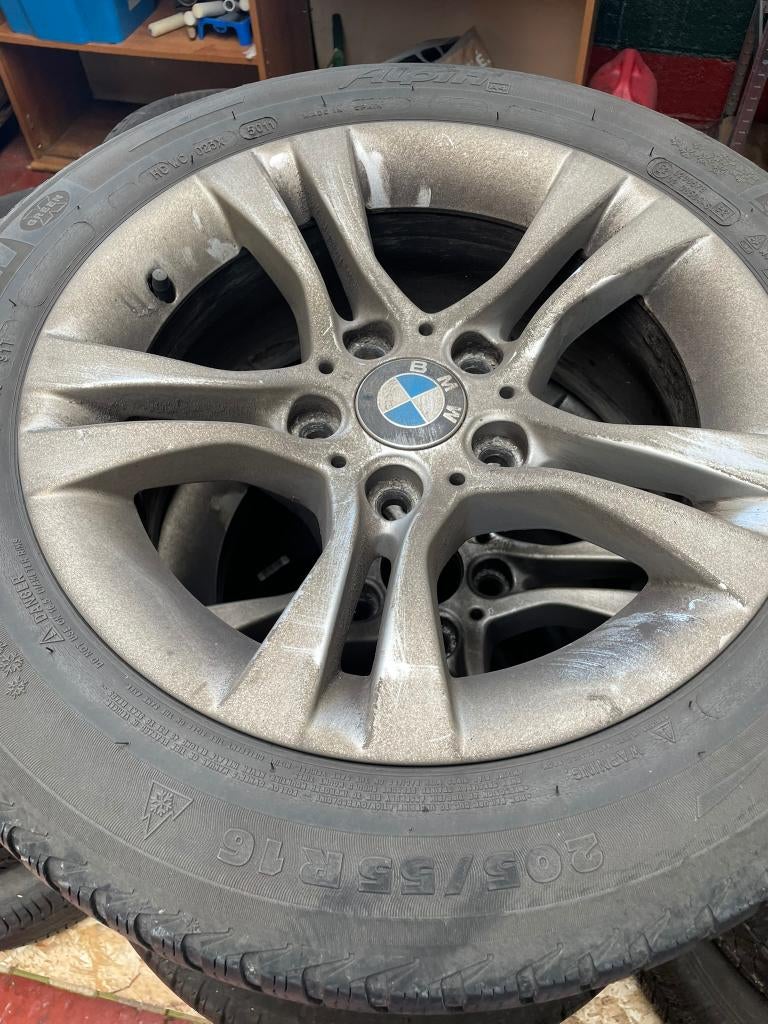 Set Bmw velgen met banden 205/55 R16 91T Michelin, Auto-onderdelen, Banden en Velgen, Ophalen, Gebruikt, 16 inch, Banden en Velgen