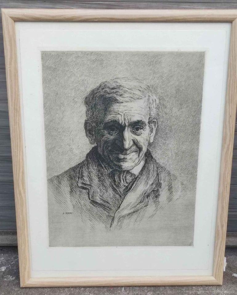 Gravure homme signe Alfred duriau, Antiquités & Art, Enlèvement ou Envoi