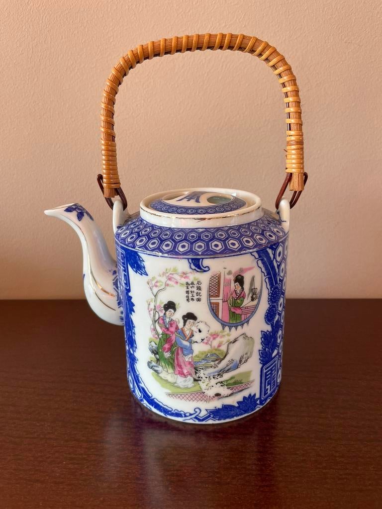 Chinees theepotje met rieten handvat, Antiek en Kunst, Ophalen
