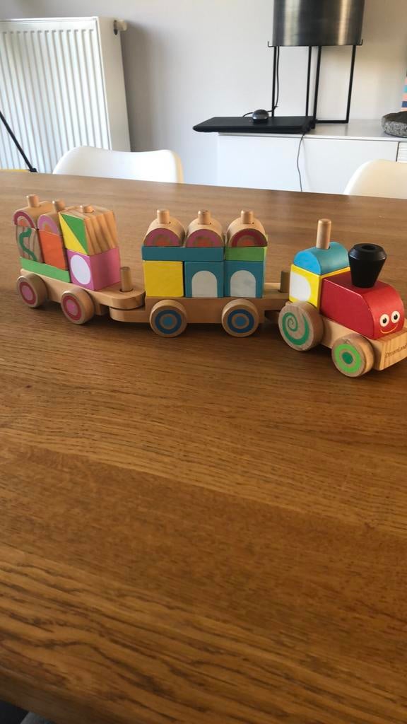 Houten speelgoedtrein met blokken +12 m, Enlèvement, Utilisé