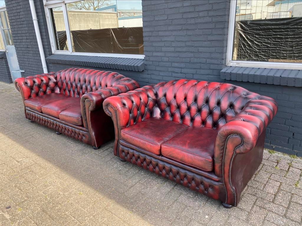 Springvale Chesterfield 3+2 zit zetels rood GRATIS GELEVERD, Antiek en Kunst, Ophalen of Verzenden