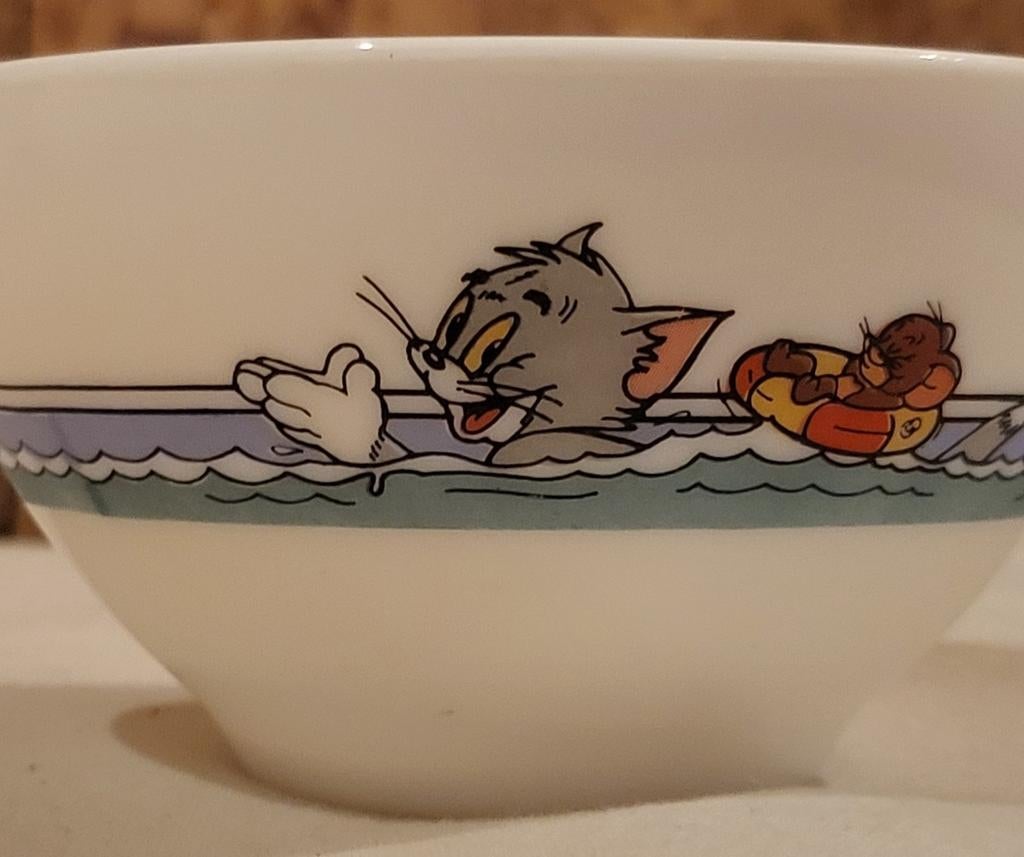 Tom en Jerry aan het zwemmen 1988 ontbijtkom, Ophalen of Verzenden