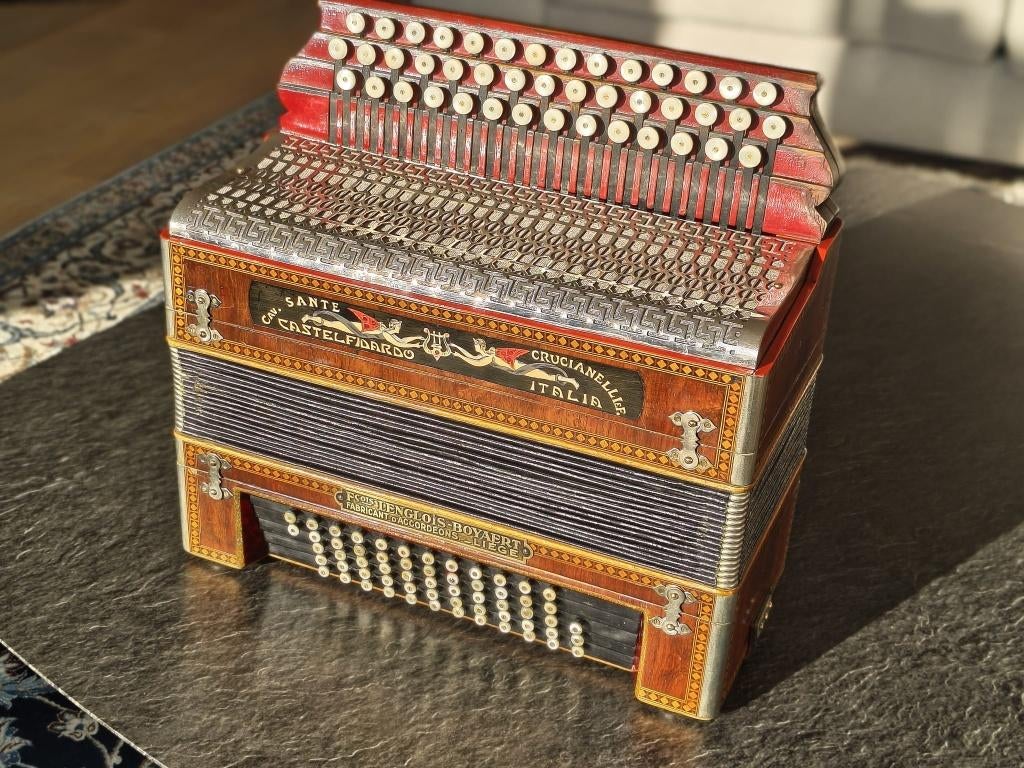 Accordeon knop volledig gerestaureerd ca. 1930, Overige merken, Gebruikt, Met koffer, Ophalen of Verzenden