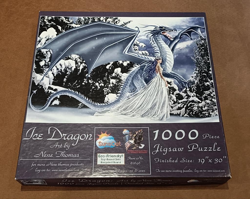 Jigsaw puzzel - ice dragon - 1000 stukken, Ophalen of Verzenden, Zo goed als nieuw