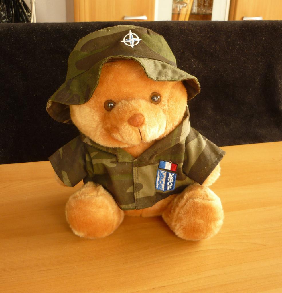 Teddybeer knuffelbeer KFOR leger militaire beer in uniform, Verzamelen, Ophalen of Verzenden