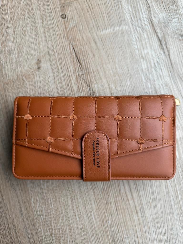 Nouveau portefeuille en cuir marron clair -nombreuses poches, Neuf, Autres marques, Cuir, Enlèvement ou Envoi