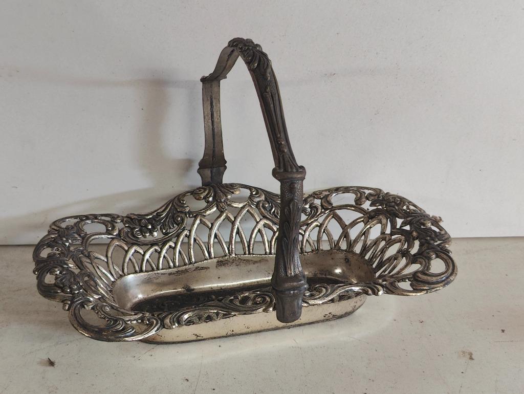 Vintage Italiaanse in zilver afgewerkte broodmand, Antiek en Kunst, Ophalen of Verzenden