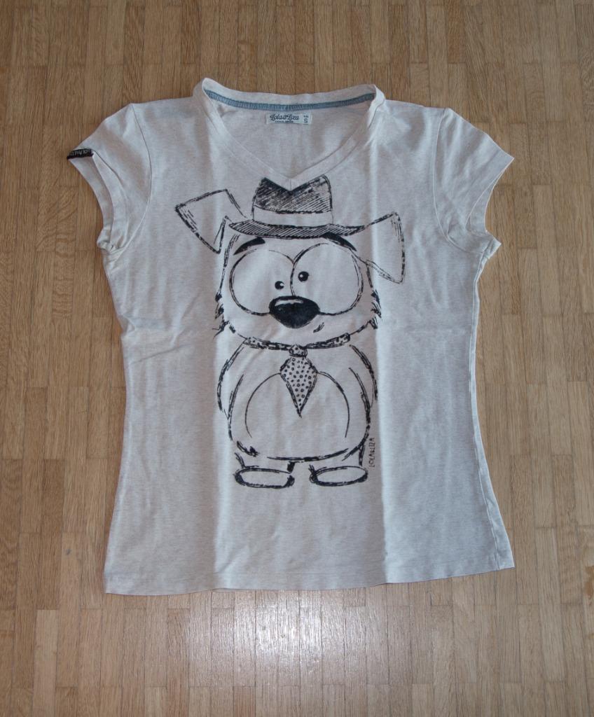 beige t-shirt met beer - maat 146, Ophalen of Verzenden, Gebruikt, Meisje, Shirt of Longsleeve