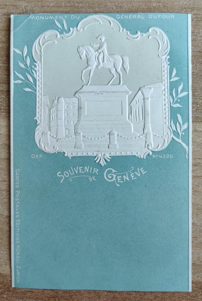 souvenir de Genève monument du Général Dufour, Enlèvement ou Envoi, Non affranchie, Europe autre