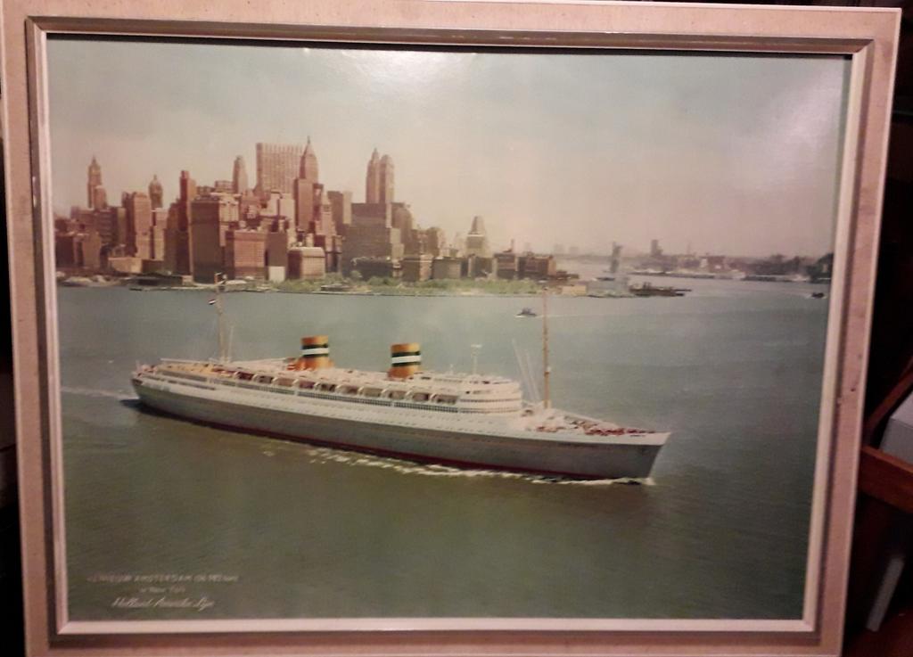Oceaanreus Nieuw Amsterdam - oude poster 80x60, Ophalen of Verzenden, Zo goed als nieuw