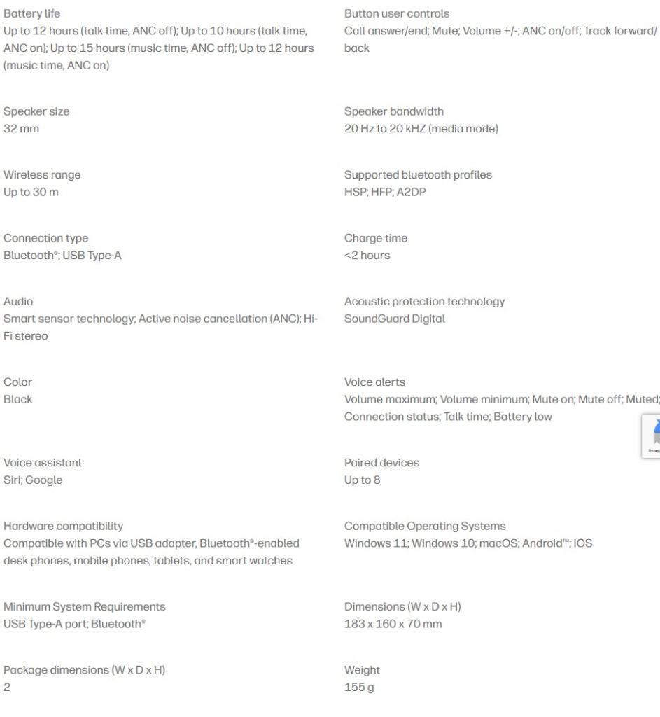Plantronics / HP Poly Voyager Focus UC B825 draadloze headse, Poly, Poly, Mute-functie, Ophalen of Verzenden